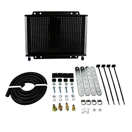 B&M 70268 transmission cooler with transmission lines and mounting hardware