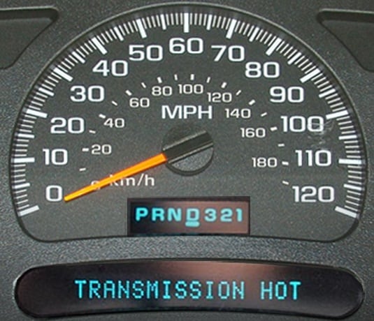 transmission hot warning on Chevy gauge cluster