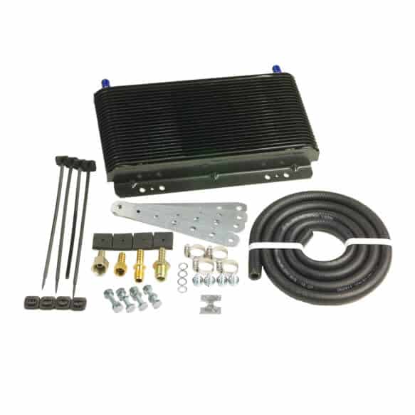 b&m 70264 transmission cooler with install hardware and lines