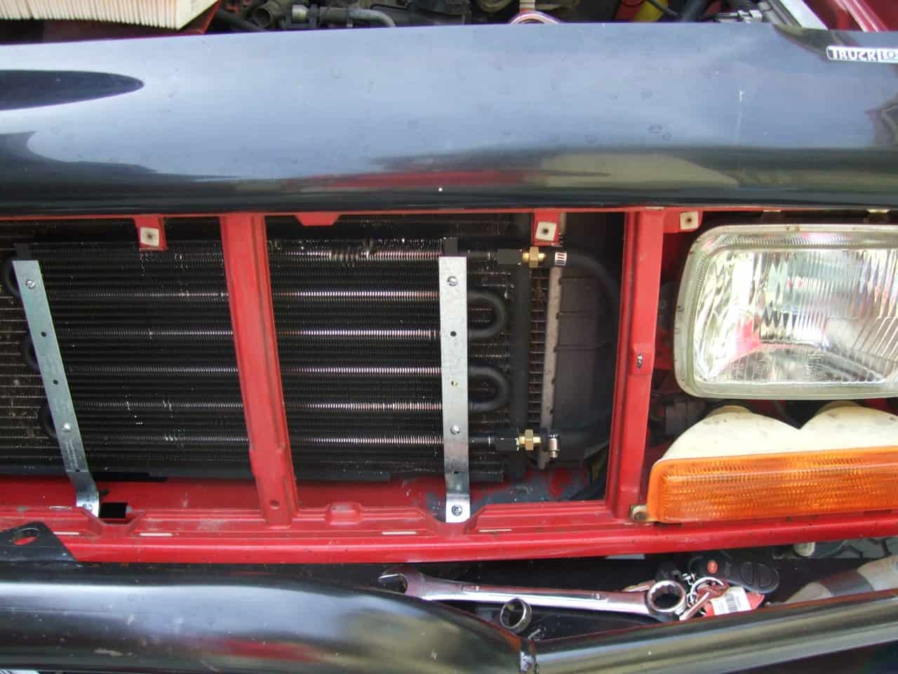 Hayden 516 transmission cooler installation on Jeep Cherokee XJ