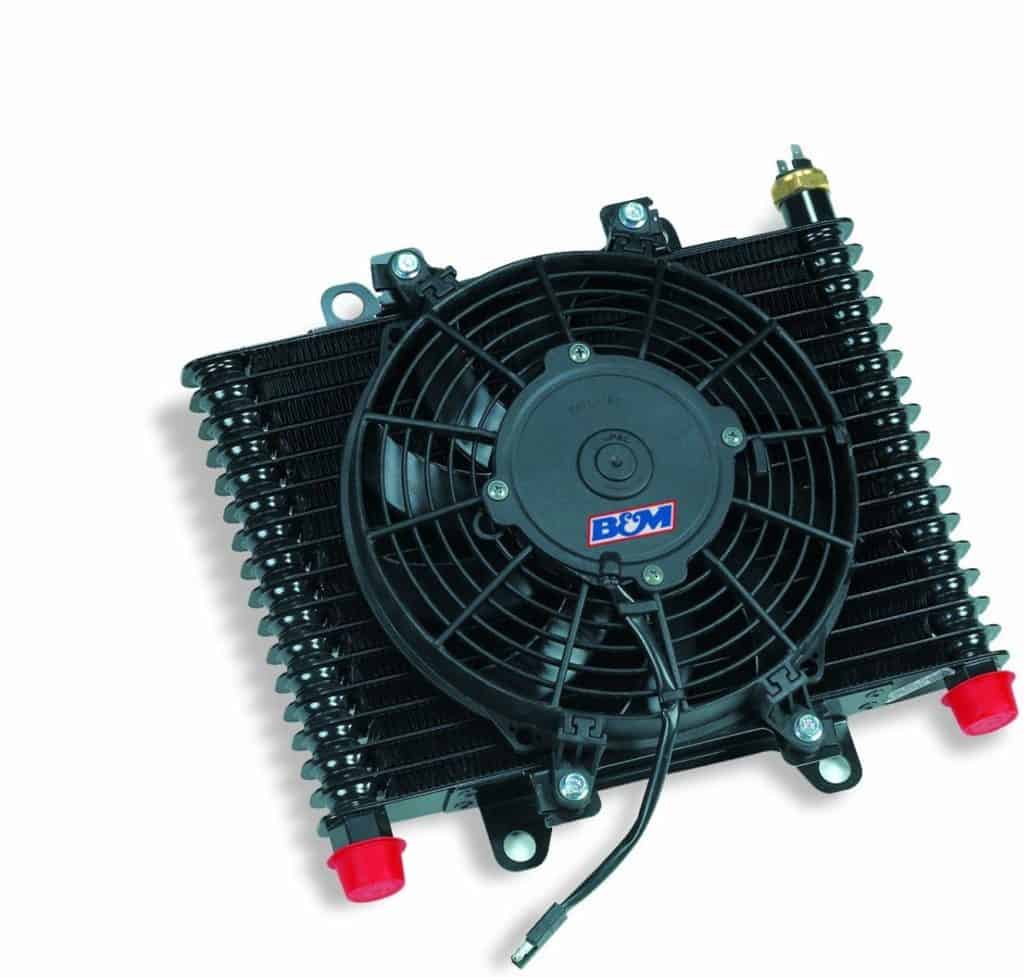 B&M 70297 transmission cooler with fan and thermostat