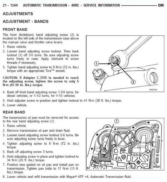 48re Band Adjustment - Transmission Cooler Guide