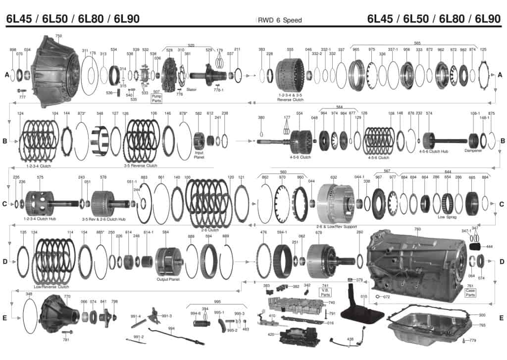 6l80 / 6l90 transmission parts diagram